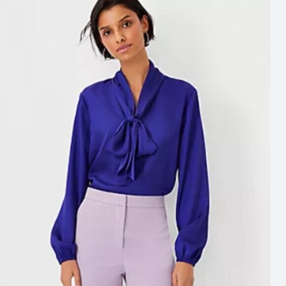 Ann Taylor Tops - Ann Taylor Bow Blouse in Rich Ultraviolet Size MP